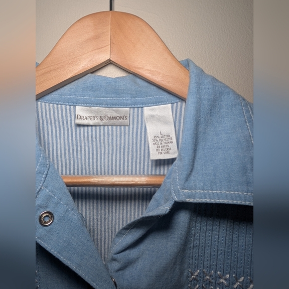 Draper's & Damons Light Blue Denim Button-Up Shirt Large‎ - Picture 4 of 7